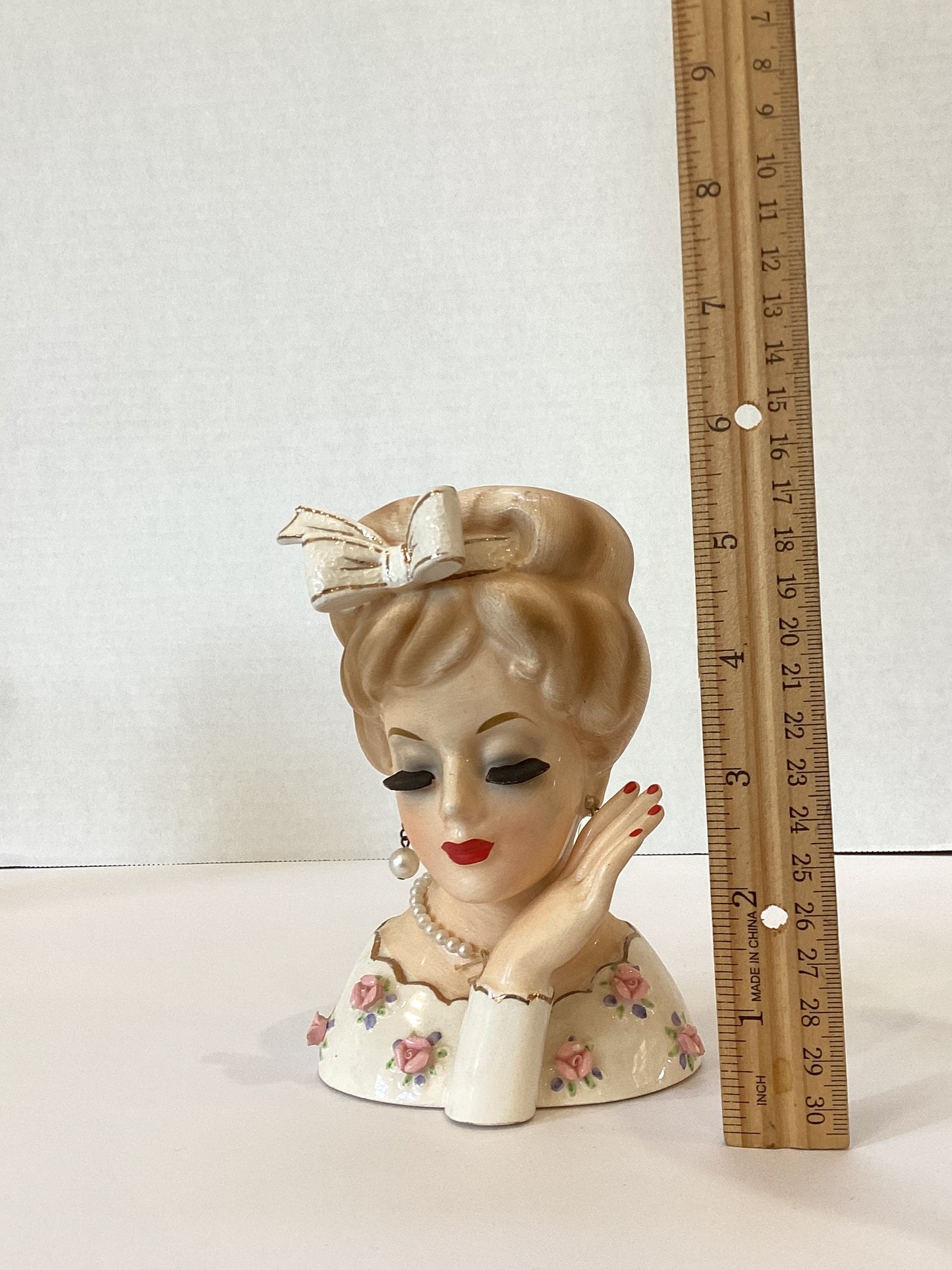 Pre Order - Custom Vintage Lady Head Vase - Beaded Tree