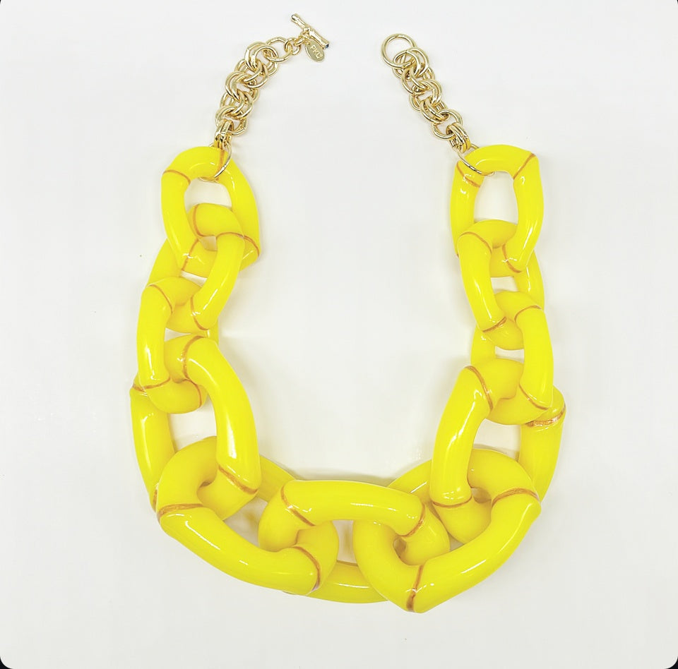 "The Michelle"  Bamboo Link Necklace - Yellow