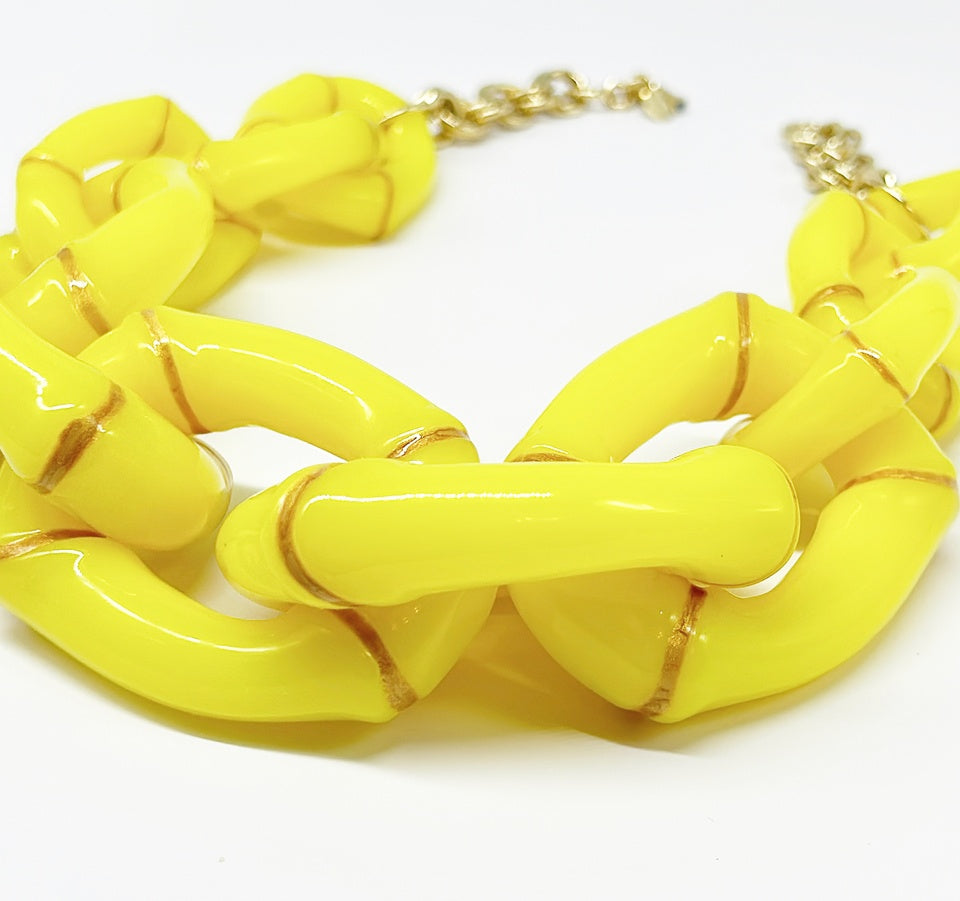 "The Michelle"  Bamboo Link Necklace - Yellow