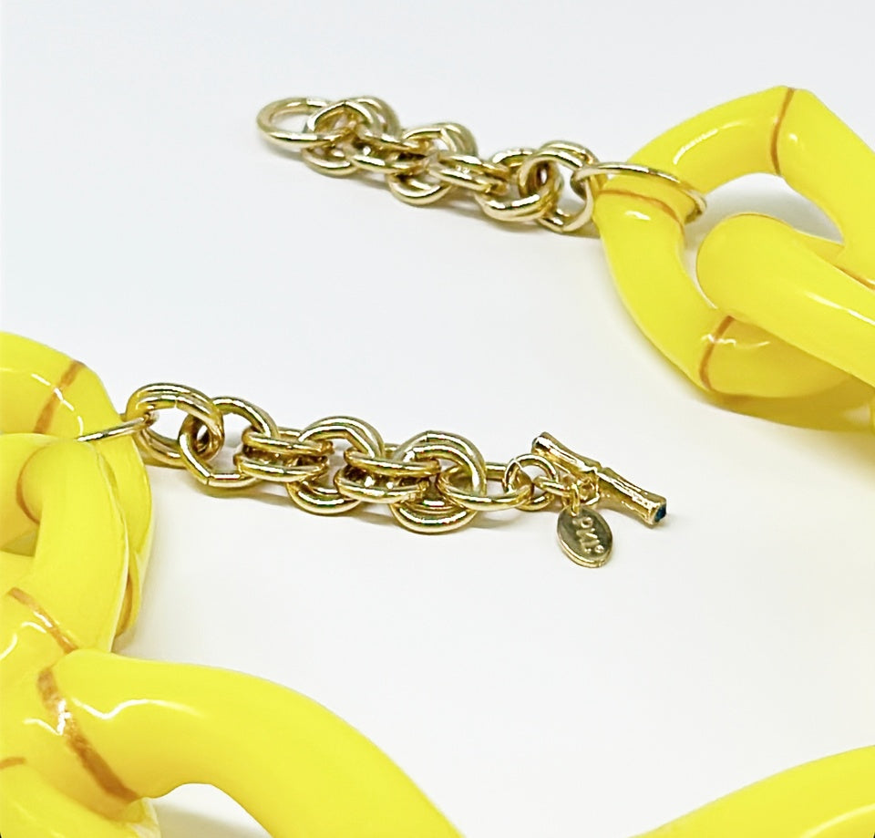 "The Michelle"  Bamboo Link Necklace - Yellow