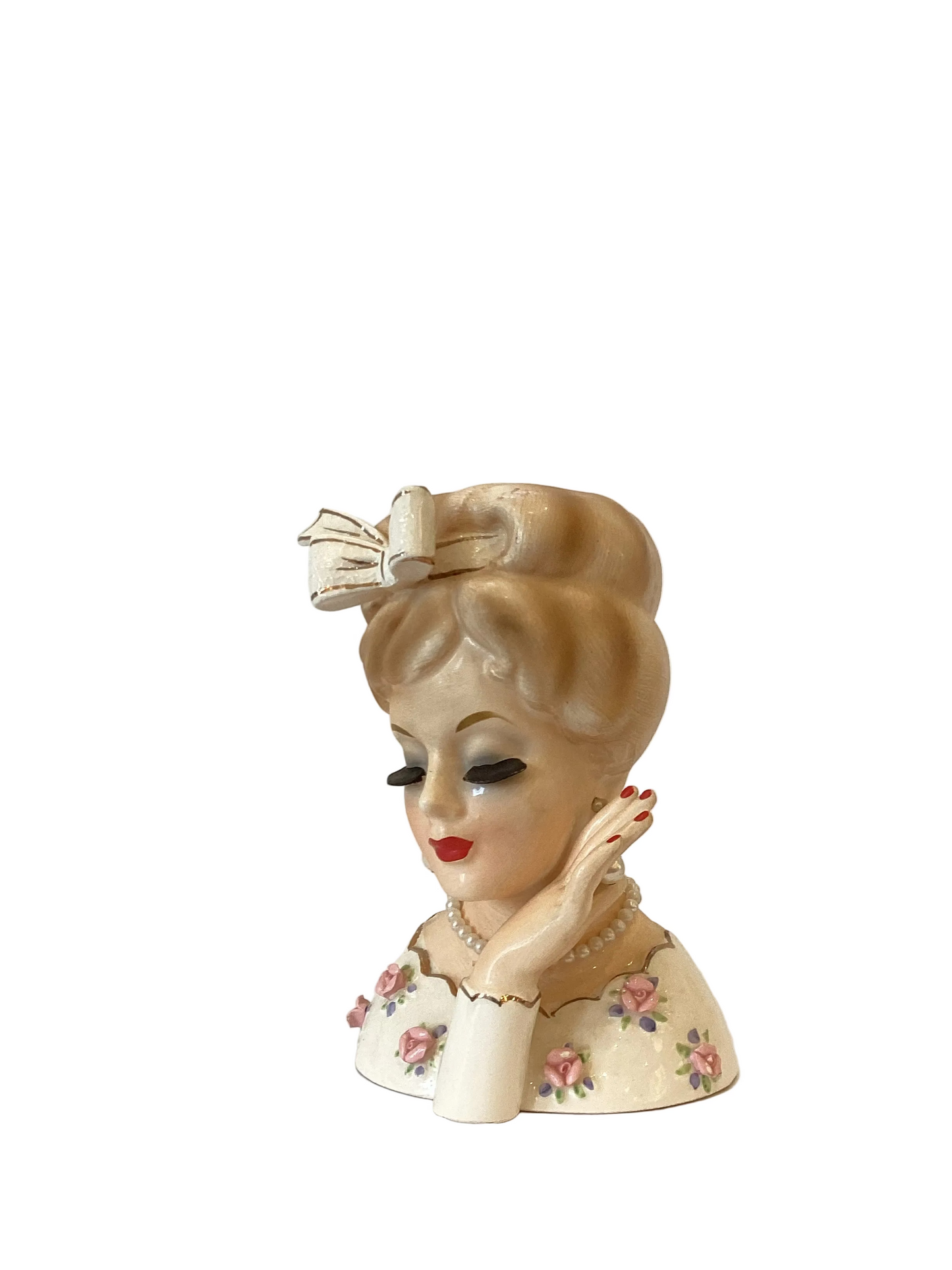 Pre Order - Custom Vintage Lady Head Vase - Beaded Tree