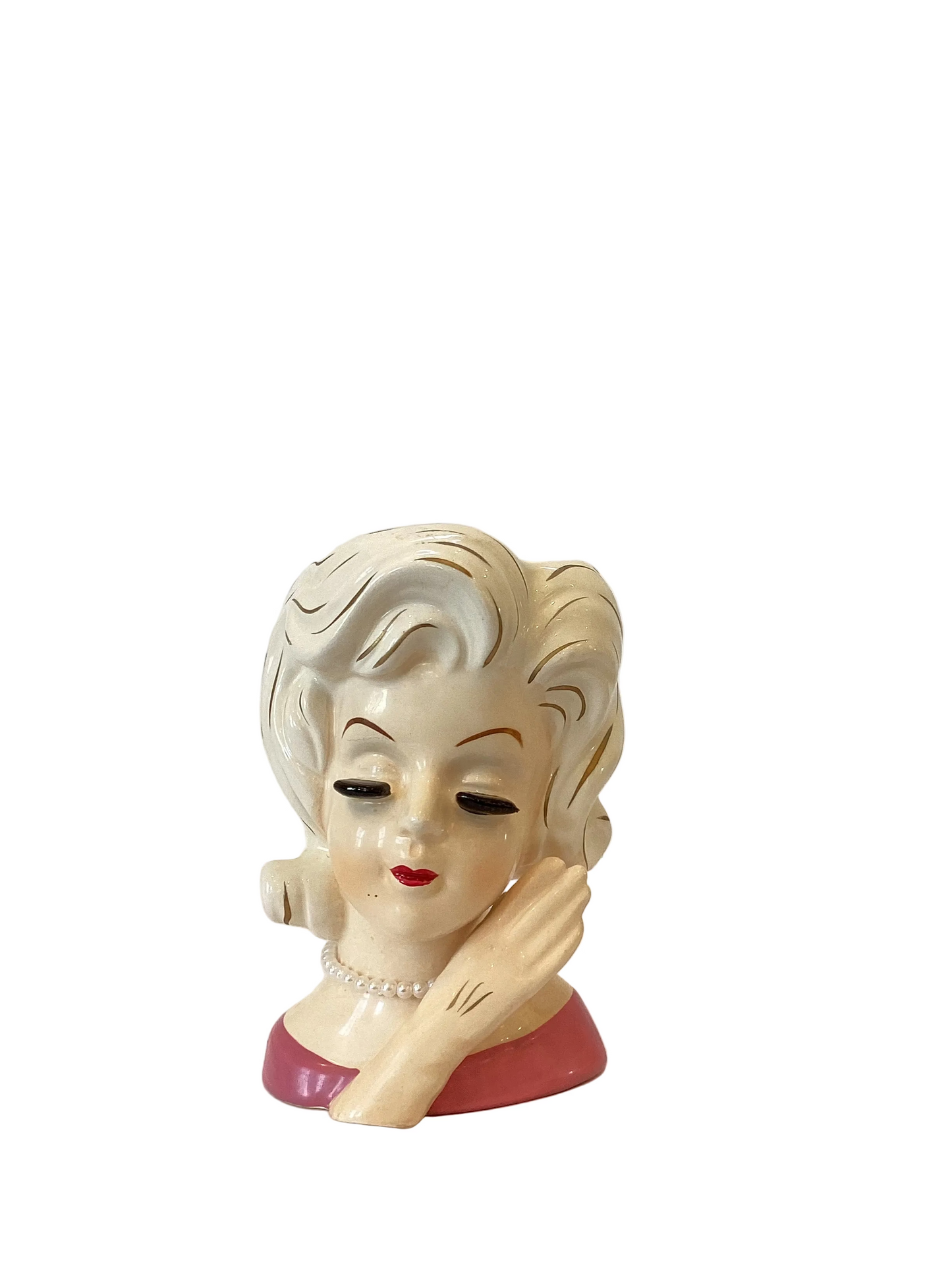 Pre Order  - Custom Vintage Lady Head Vase - Beaded Tree