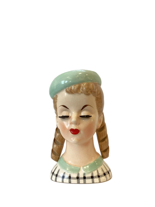 Pre Order  - Custom Vintage Lady Head Vase - Beaded Tree