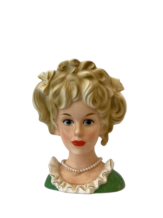Pre - Order Custom Vintage Lady Head Vase - Beaded Tree